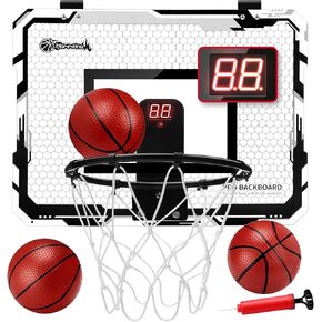 Hommtina Basketball Hoop Indoor Mini Basketball Hoop with 3 Balls, Indoor Basketball for Door Score Basketball Hoop for Kids and Adults