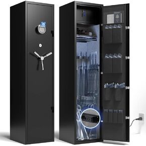 XDeer RS100 5-Gun Biometric Safe for Home Rifles and Pistols, No need to disassemble the gun accessories,Super space, with Power Outlet Kit and Removable Gun Rack, Heavy-Duty Rifle Safe (RS100)