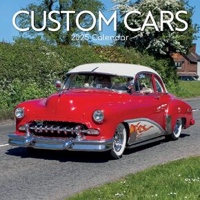 2025 Square Wall Calendar - Custom Cars 12 x 12 Inch Monthly View, 16-Month, Transport Theme, Includes 180 Reminder Stickers