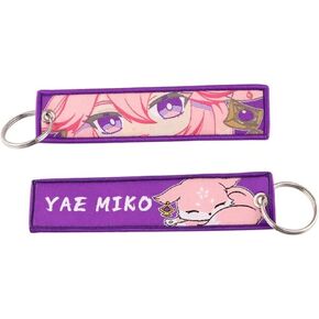 Pinstant Genshin Impact Yae Miko Anime Manga Keychain Key Tag Chain Fob Ring