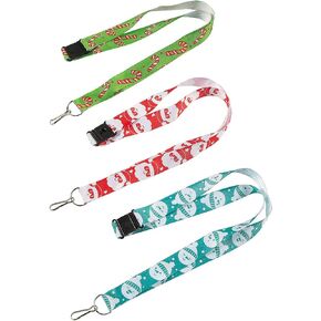Fun Express Christmas Print Lanyards - Jewelry - 12 Pieces