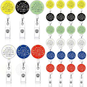 36 Pcs Customer Service Week Appreciation Retractable ID Badge Holder Pastor Gift May You Be Proud of The Difference You Make Badge Reel with Clip Employee EVS Xmas Gift (Colorful)