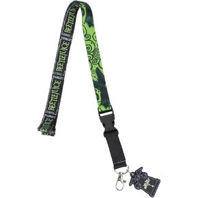 Beetlejuice Green Logo 22-inch Lanyard with Clear ID Sleeve and Rubber Charm