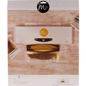 Heidi Swapp، مجلدات نقل Minc، 3 عبوات، ذهبية، مجموعة صنع البطاقات، متوافقة مع آلة رقائق وتغليف Minc، سجل القصاصات، اليومية، الصياغة، والمزيد