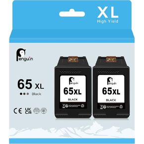 Penguin 65XL Black Ink Cartridges Replacement for HP 65 Ink for HP 3772 3755 3752 3700 5055 5052 2652 2655 2622 2680 2635 2675 2624 AMP 125 Printers for hp 65 XL hp65 hp65xl Black 2 Pack