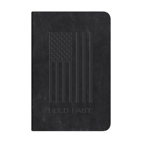 Hold Fast Kerusso Notebook With 191 Lined Journal Pages, 5.75 x 8.5 Inch Faux-Leather Cover, Black Embossed American Flag