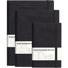 Notebook/Journal (Set of 3), Classic Lined Journal/Notebook, Premium Hardcover Executive Notebooks, 200 Pages, 100 GSM Thick Paper (Black)