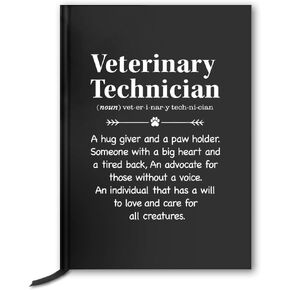 XQLZY Funny Veterinary Technician Definition Black Double-sided Hardcover Blank 160 Pages Notebook Journal, New Job Graduation Retirement Thanks Gift for Veterinarian Nurses Vet Tech Teachers Students