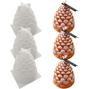 3 Pcs Christmas Pinecone Candle Molds Small Size Resin Silicone Candle Soap Beeswax Chocolate Fondant Making Mold for Aromatherapy Epoxy Resin Concrete Gift Ornament DIY Home Decor