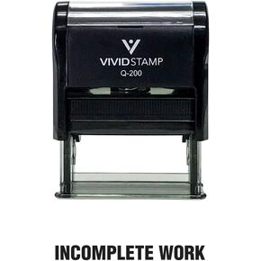 Incomplete Work Teacher Self Inking Rubber Stamp (Black Ink) - Medium