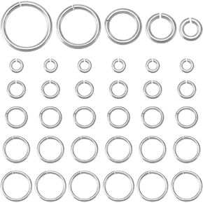 Beebeecraft 1 Box 50Pcs Open Jump Rings 925 Sterling Silver Single Loop 3/4/5/6/7mm Small Circle Frames Key Chain Connector Rings for Jewelry Making