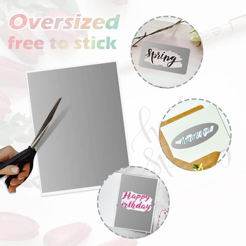 10Pcs Extra Large A4 Size Scratch Off Sticker Cut as You Like, 21x29.7cm(8.3’’x11.7’’) Self Adhesive Scratch Off Label for Games, Cards and DIY Craft (Silver Gray) in Saudi Arabia