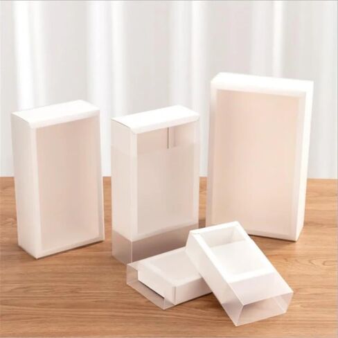 10Packs Rectangle Kraft Paper Box with PVC Window For Wedding ,Birthday Party,Jewelry, Candy Cookies Clear Boxes Decorative Gift Packaging (Kraft paper box+matt pvc,Inner Size: 9*6*4cm Outer in Saudi Arabia