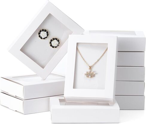 GISELA D 20Pcs Jewelry Packaging Boxes Gift Boxes for Necklace, Earring, Pendant, Paper Boxes with Clear Window (Black) in Saudi Arabia
