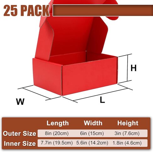 صناديق شحن BJADE مقاس 8 × 6 × 3 بوصات، 25 عبوة من صندوق بريد من الورق المقوى المموج متوسط ​​الحجم للبريد، وتغليف الهدايا، والنقل والتخزين (أزرق) in Kuwait