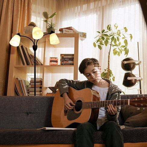 FIRVRE 3 Light Multi Head Floor Lamp Standing Lamp Tall Pole Modern Contemporary Reading Lamp with Adjustable Flexible Gooseneck Arms PVC White Shades for Study Living Room Bedroom in Kuwait