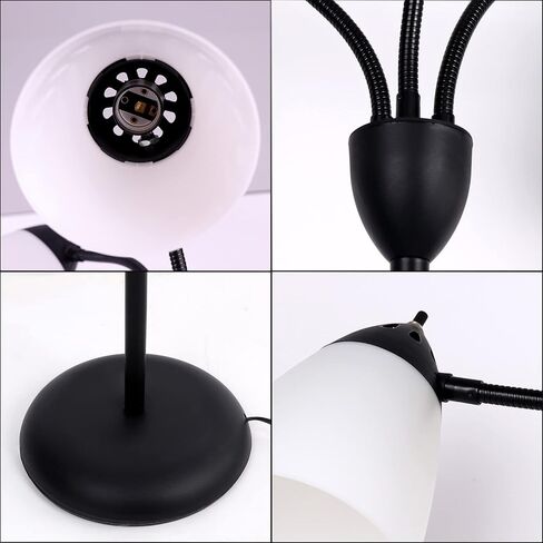 FIRVRE 3 Light Multi Head Floor Lamp Standing Lamp Tall Pole Modern Contemporary Reading Lamp with Adjustable Flexible Gooseneck Arms PVC White Shades for Study Living Room Bedroom in Kuwait