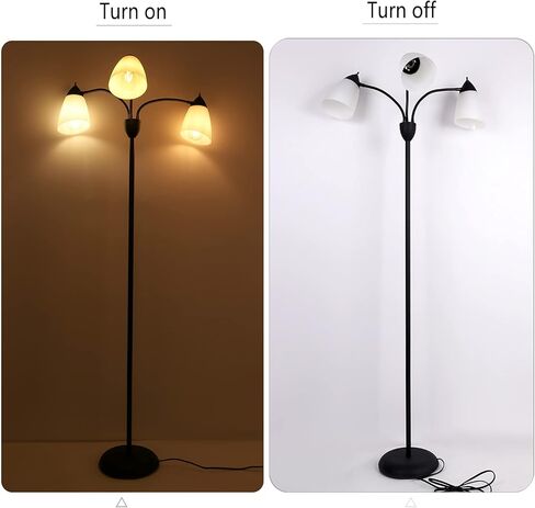 FIRVRE 3 Light Multi Head Floor Lamp Standing Lamp Tall Pole Modern Contemporary Reading Lamp with Adjustable Flexible Gooseneck Arms PVC White Shades for Study Living Room Bedroom in Kuwait