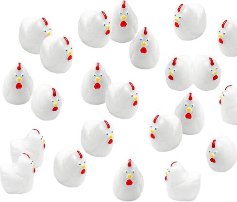 Mini Chicken Figurines, 40Pcs Resin Miniature Chicken Figurine Tiny Chickens Cock Ornaments Animals Model Fairy Garden Miniature Moss Landscape DIY Terrarium Crafts Accessories for Home Decoration in Saudi Arabia
