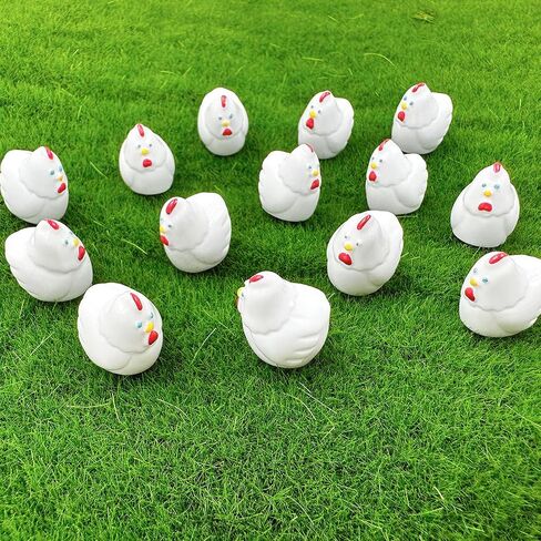 Mini Chicken Figurines, 40Pcs Resin Miniature Chicken Figurine Tiny Chickens Cock Ornaments Animals Model Fairy Garden Miniature Moss Landscape DIY Terrarium Crafts Accessories for Home Decoration in Saudi Arabia