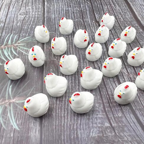 Mini Chicken Figurines, 40Pcs Resin Miniature Chicken Figurine Tiny Chickens Cock Ornaments Animals Model Fairy Garden Miniature Moss Landscape DIY Terrarium Crafts Accessories for Home Decoration in Saudi Arabia