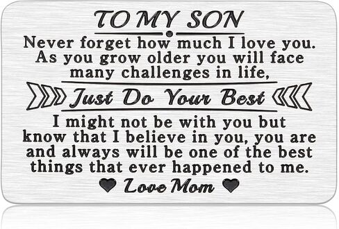 EuniGem Son Gifts from Mom To My Son Birthday Card from Mom I Love You Son gifts Wallet Card Sons Day Gifts for Boys Wedding Graduation Back To School Gifts for Son Christmas Stocking Stuffers in Saudi Arabia