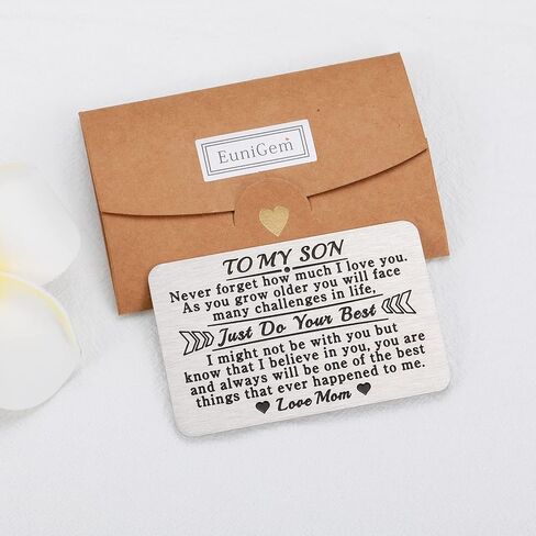 EuniGem Son Gifts from Mom To My Son Birthday Card from Mom I Love You Son gifts Wallet Card Sons Day Gifts for Boys Wedding Graduation Back To School Gifts for Son Christmas Stocking Stuffers in Saudi Arabia