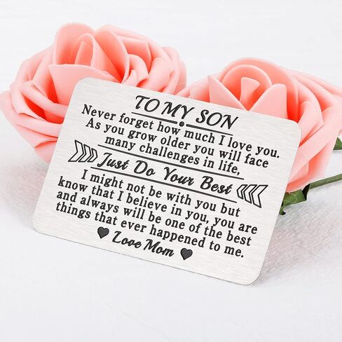 EuniGem Son Gifts from Mom To My Son Birthday Card from Mom I Love You Son gifts Wallet Card Sons Day Gifts for Boys Wedding Graduation Back To School Gifts for Son Christmas Stocking Stuffers in Saudi Arabia
