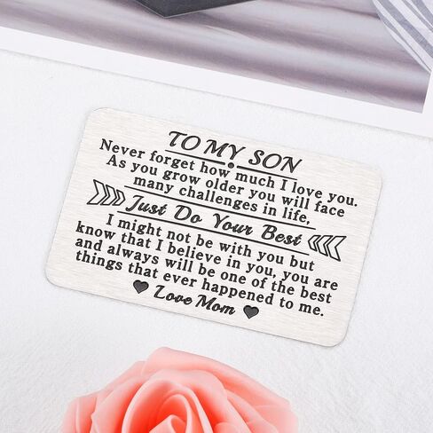 EuniGem Son Gifts from Mom To My Son Birthday Card from Mom I Love You Son gifts Wallet Card Sons Day Gifts for Boys Wedding Graduation Back To School Gifts for Son Christmas Stocking Stuffers in Saudi Arabia
