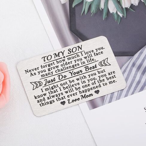 EuniGem Son Gifts from Mom To My Son Birthday Card from Mom I Love You Son gifts Wallet Card Sons Day Gifts for Boys Wedding Graduation Back To School Gifts for Son Christmas Stocking Stuffers in Saudi Arabia