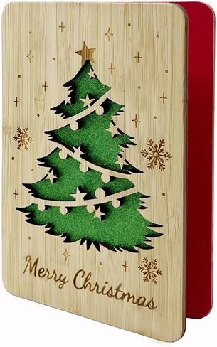 Wooden Christmas Greeting Card,Handmade Christmas Blank Card,Merry Christmas Wood Card For Friends,Family in Saudi Arabia
