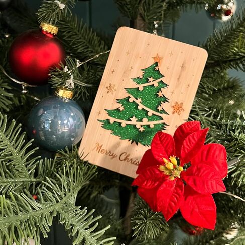 Wooden Christmas Greeting Card,Handmade Christmas Blank Card,Merry Christmas Wood Card For Friends,Family in Saudi Arabia