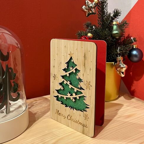 Wooden Christmas Greeting Card,Handmade Christmas Blank Card,Merry Christmas Wood Card For Friends,Family in Saudi Arabia