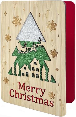 Wooden Christmas Greeting Card,Handmade Christmas Blank Card,Merry Christmas Wood Card For Friends,Family in Saudi Arabia