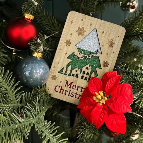 Wooden Christmas Greeting Card,Handmade Christmas Blank Card,Merry Christmas Wood Card For Friends,Family in Saudi Arabia