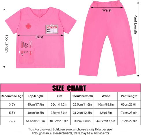 Kids Scrubs for Girls Kids Doctor Costume 7pcs Play Kits with Costume and Accessories for Halloween Parties in Saudi Arabia
