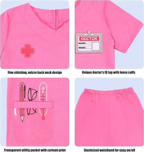 Kids Scrubs for Girls Kids Doctor Costume 7pcs Play Kits with Costume and Accessories for Halloween Parties in Saudi Arabia