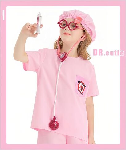 Kids Scrubs for Girls Kids Doctor Costume 7pcs Play Kits with Costume and Accessories for Halloween Parties in Saudi Arabia