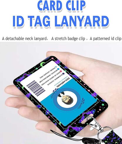 Badge Holder Case with Retractable Badge Reel Clip and Detachable Lanyard Strap Hard Vertical Card Protector for Women Nurse Teacher Student (Stars Bats) in Saudi Arabia