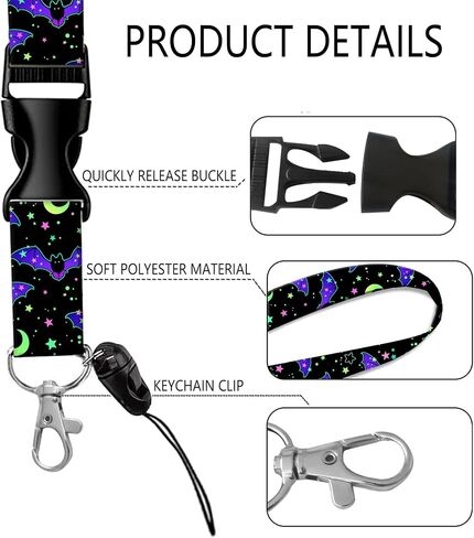 Badge Holder Case with Retractable Badge Reel Clip and Detachable Lanyard Strap Hard Vertical Card Protector for Women Nurse Teacher Student (Stars Bats) in Saudi Arabia