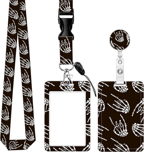 Badge Holder Case with Retractable Badge Reel Clip and Detachable Lanyard Strap Hard Vertical Card Protector for Women Nurse Teacher Student (Stars Bats) in Saudi Arabia