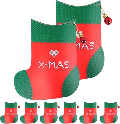 Ouzrpuo 10 PCS Christmas Socks Gift Boxes, Xmas Party Candy Treat Cookie Boxes, for Wrapping Gifts 6.7 x 4.3 inche in Saudi Arabia