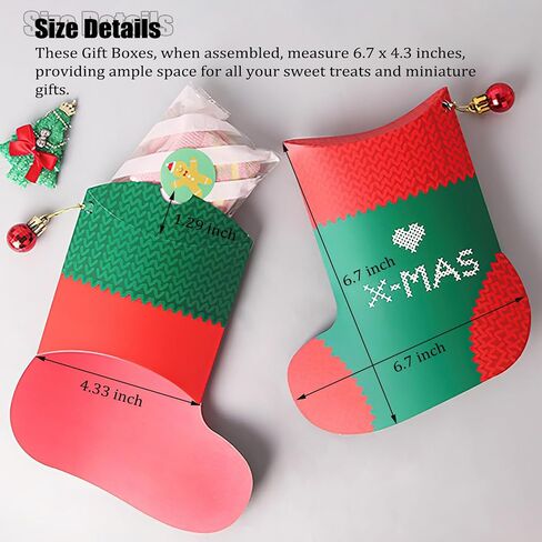 Ouzrpuo 10 PCS Christmas Socks Gift Boxes, Xmas Party Candy Treat Cookie Boxes, for Wrapping Gifts 6.7 x 4.3 inche in Saudi Arabia