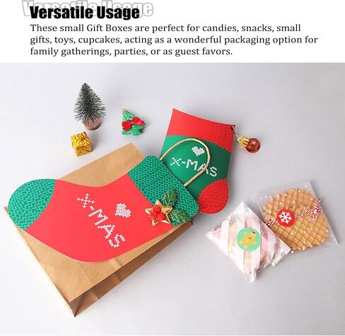 Ouzrpuo 10 PCS Christmas Socks Gift Boxes, Xmas Party Candy Treat Cookie Boxes, for Wrapping Gifts 6.7 x 4.3 inche in Saudi Arabia