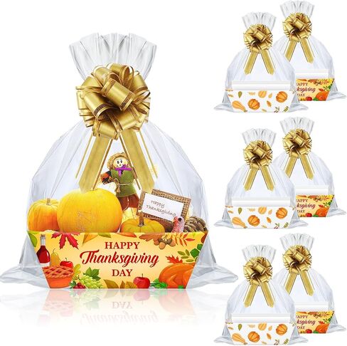 6 Set 10 x 8 x 3.2 Football Baskets for Gifts Empty with Cellophane Wraps and Ribbons Bows Cardboard Basket Tray for Gift Packaging Christmas Birthday Game Football Themed Party Favors in Saudi Arabia