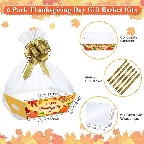 6 Set 10 x 8 x 3.2 Football Baskets for Gifts Empty with Cellophane Wraps and Ribbons Bows Cardboard Basket Tray for Gift Packaging Christmas Birthday Game Football Themed Party Favors in Saudi Arabia