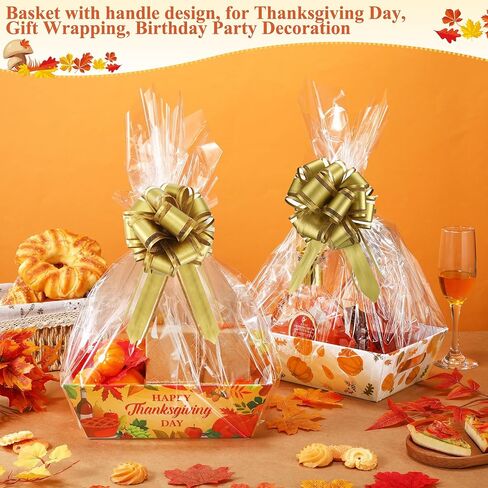 6 Set 10 x 8 x 3.2 Football Baskets for Gifts Empty with Cellophane Wraps and Ribbons Bows Cardboard Basket Tray for Gift Packaging Christmas Birthday Game Football Themed Party Favors in Saudi Arabia