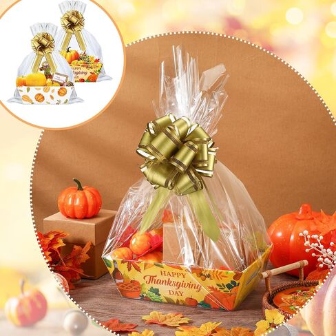 6 Set 10 x 8 x 3.2 Football Baskets for Gifts Empty with Cellophane Wraps and Ribbons Bows Cardboard Basket Tray for Gift Packaging Christmas Birthday Game Football Themed Party Favors in Saudi Arabia