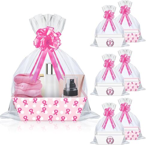 6 Set 10 x 8 x 3.2 Football Baskets for Gifts Empty with Cellophane Wraps and Ribbons Bows Cardboard Basket Tray for Gift Packaging Christmas Birthday Game Football Themed Party Favors in Saudi Arabia