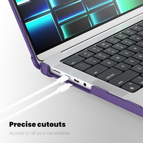 حافظة Batianda لجهاز MacBook Pro الجديد مقاس 14 بوصة 2024 M4 2023 M3 مع شريحة M2 M1 Pro Max - تصميم حماية كاملة مضاد للتصادمات وحامل قابل للطي وممتص للصدمات من مادة TPU - متين مقاوم للخدش معًا، بنفسجي in Kuwait